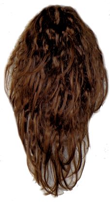 Kunsthaarteil, Butterfly Spange, Oberteil Krepp mit fransigen Haarsträhnen, Haarlänge ca 40 cm, hellbraun